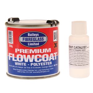 Baileys Fibreglass Polyester Flowcoat/Topcoat and Catalyst White 250g
