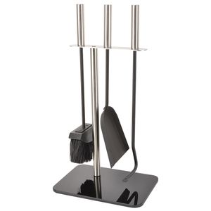 Onyx Companion Set Black Glass and Stainless Steel