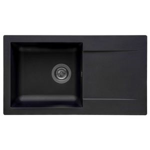 AG Single Kitchen Sink Black Resin with Overflow and Waste Fitting