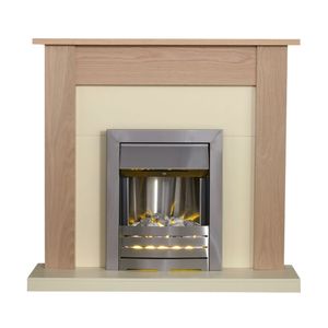 Southwold Cream & Oak Fireplace with 1-2 kW Helios Electric Fire
