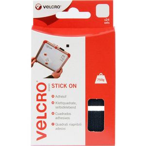 Velcro® Brand Stick On Squares 25mm x 24 Black