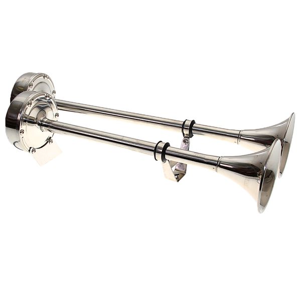 AAA 12 Volt Stainless Steel Marine Twin Trumpet Horns