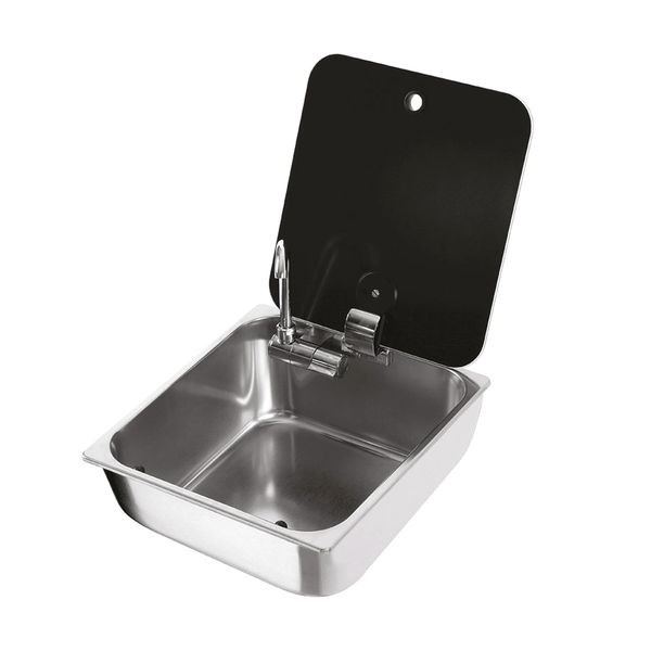 CAN Sink with Glass Lid & Tap 350 x 320mm