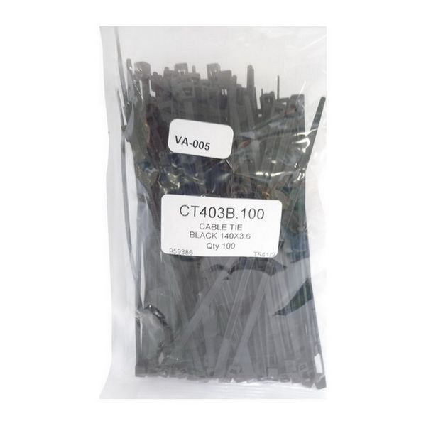 Cable Ties Black 140 x 3.6mm 100/Pack
