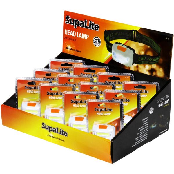 SupaLite Head Torch with 2W COB LED (Weather Resistant)